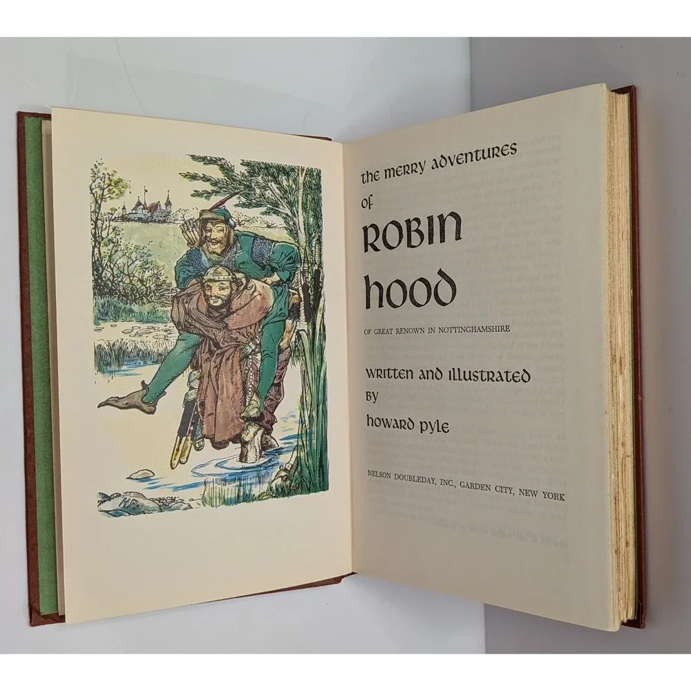 Nelson Doubleday Robin Hood Hardcover Book Howard Pyle Brown Good Illustrated